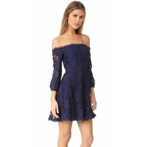 R.S.V.P by BB Dakota NWT Navy Lace Jasmin Off Shoulder Mini Dress // 4